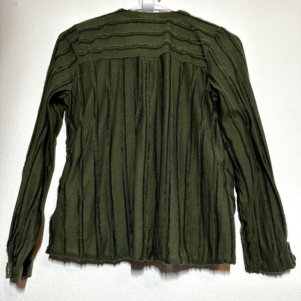 Anthropologie Maeve Audre Blouse Textured Faux Wrap Surplice V-Neck Green S - Picture 6 of 6